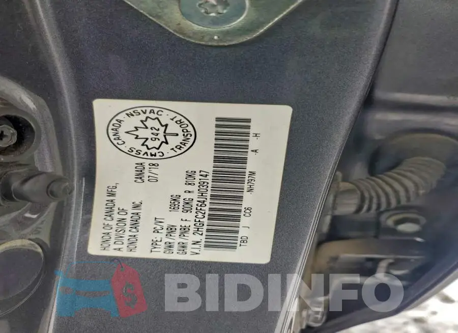 2HGFC2F64JH039147 Photo# 12