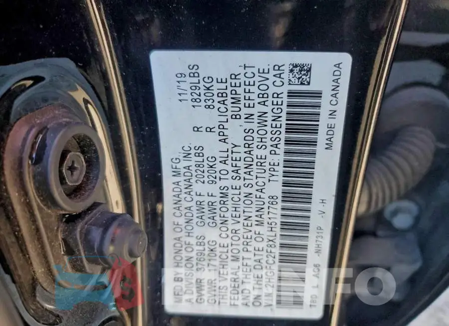 2HGFC2F8XLH517768 Photo# 12