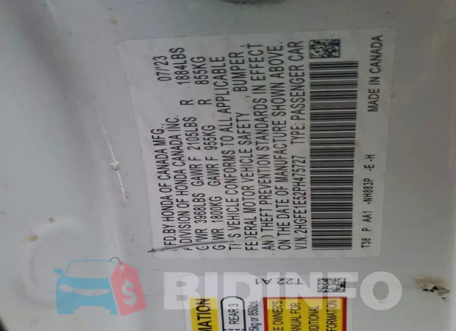 2HGFE1E52PH475727 Photo# 12