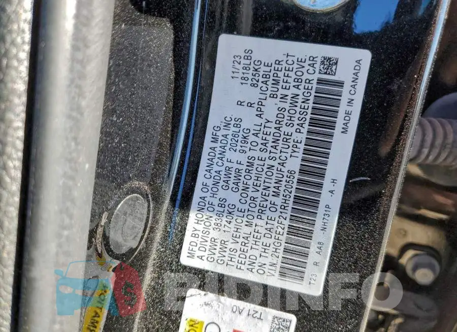 2HGFE2F21RH520556 Photo# 12