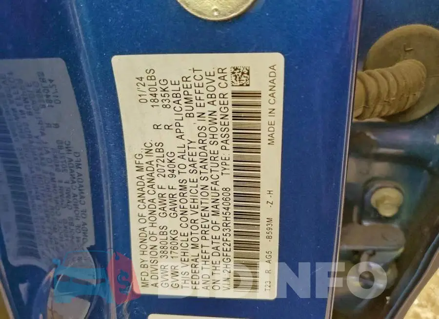 2HGFE2F53RH540608 Photo# 12
