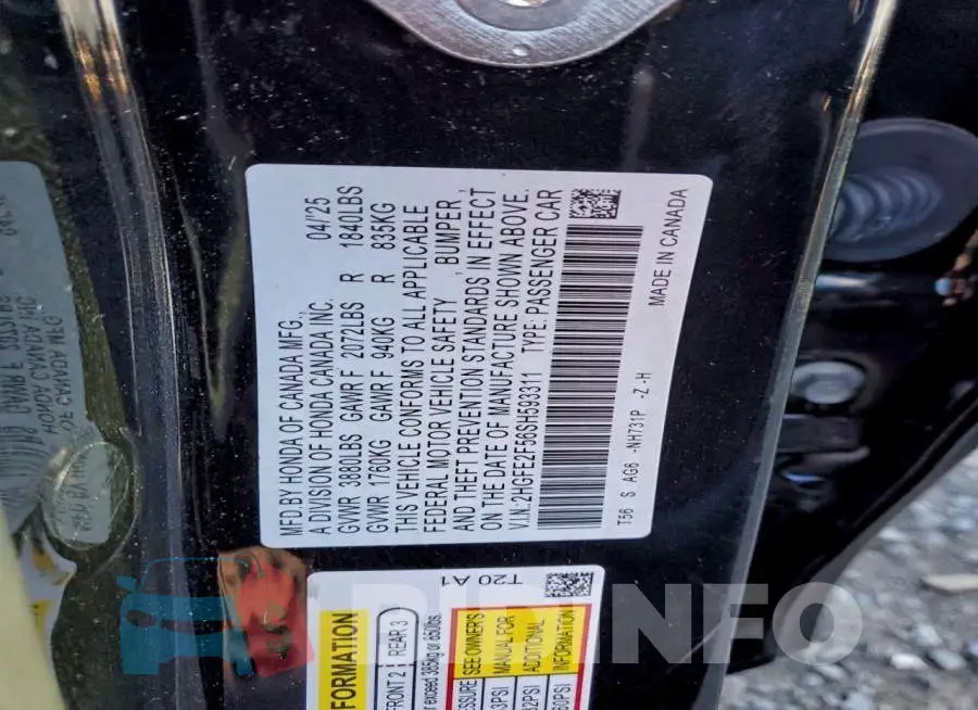 2HGFE2F56SH593311 Photo# 12