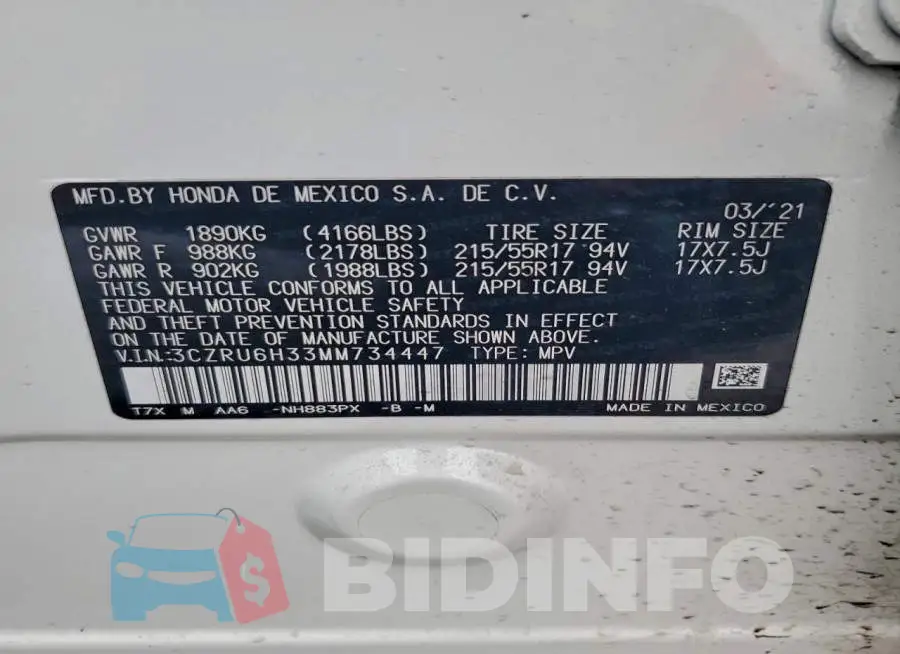 3CZRU6H33MM734447 Photo# 13