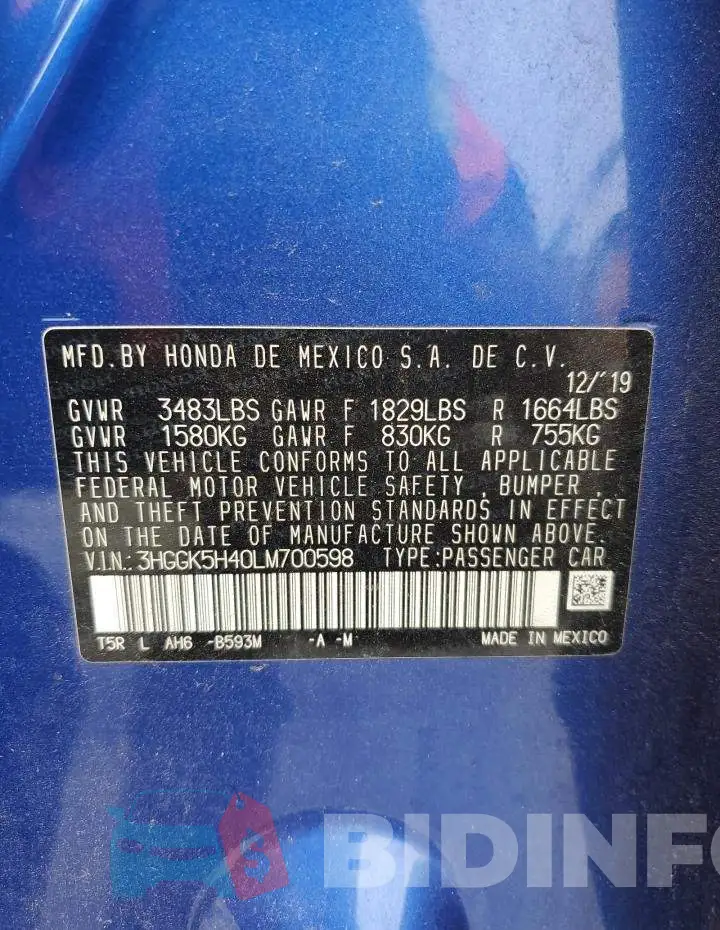 3HGGK5H40LM700598 Photo# 12