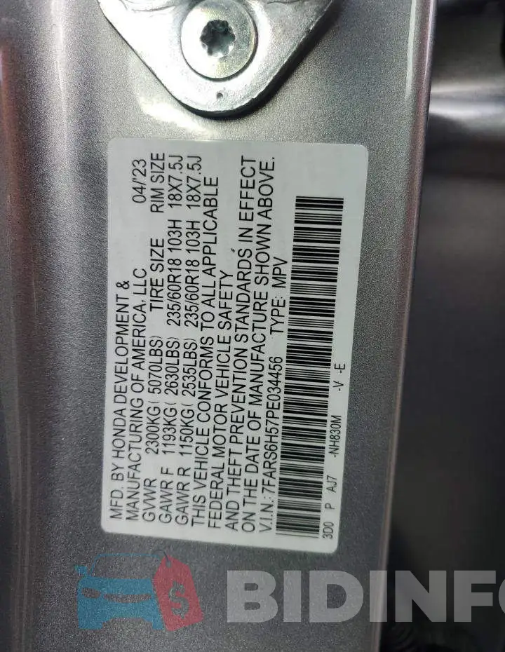 7FARS6H57PE034456 Photo# 14