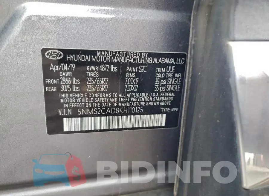 5NMS2CAD8KH110125 Photo# 13