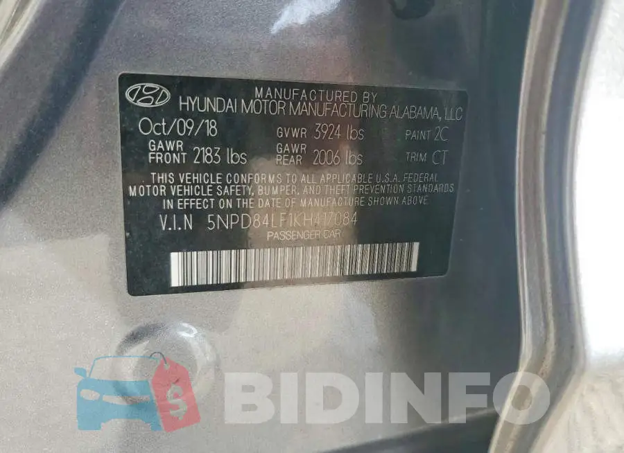 5NPD84LF1KH417084 Photo# 12