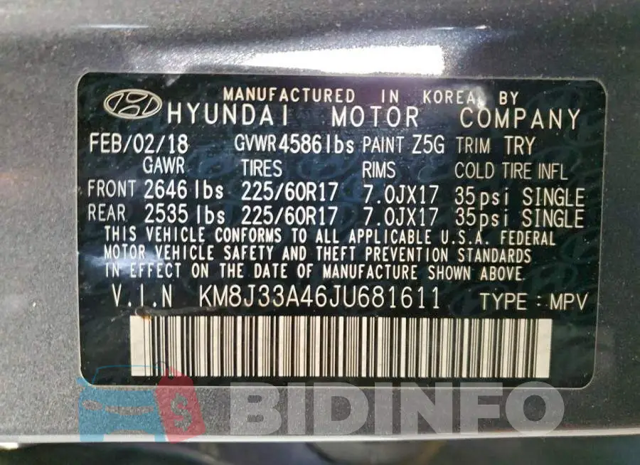 KM8J33A46JU681611 Photo# 13