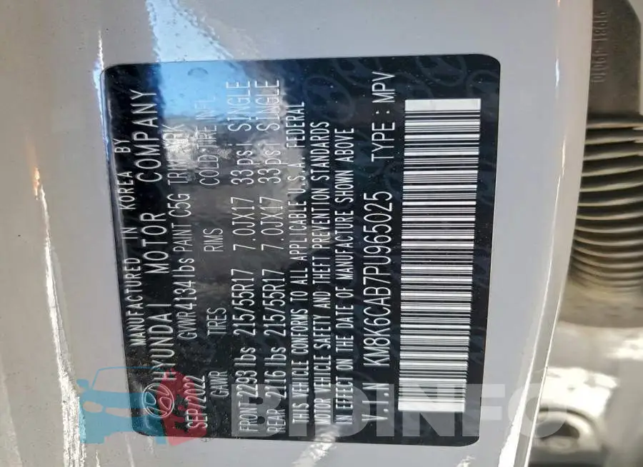 KM8K6CAB7PU965025 Photo# 13