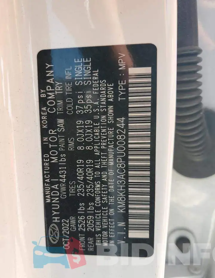 KM8KH3AC8PU008244 Photo# 12