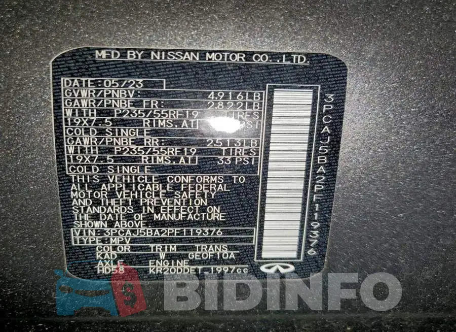 3PCAJ5BA2PF119376 Photo# 14