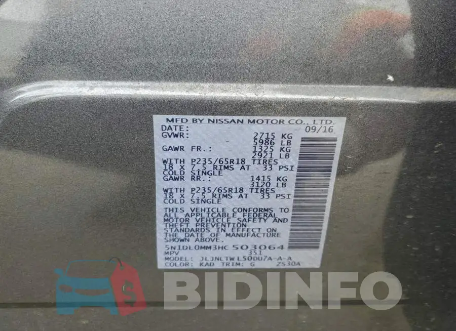 5N1DL0MM3HC503064 Photo# 13