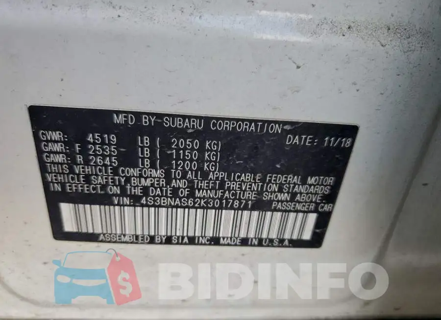 4S3BNAS62K3017871 Photo# 12