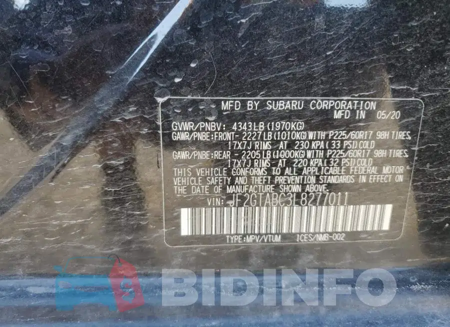 JF2GTABC3L8277011 Photo# 14