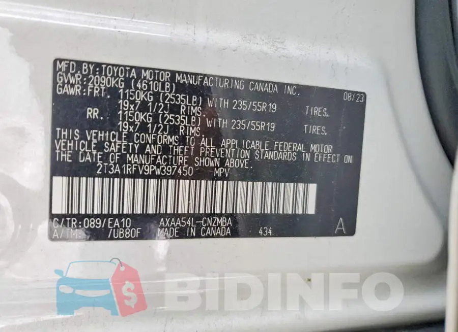 2T3A1RFV9PW397450 Photo# 12
