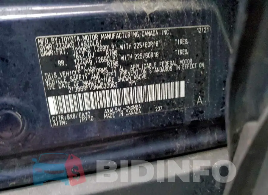2T3B6RFV3NW030062 Photo# 13