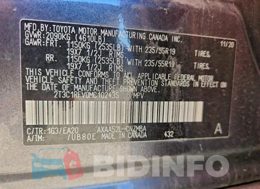 2T3C1RFV0MC102435 Photo# 13