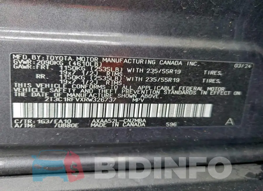 2T3C1RFVXRW326737 Photo# 13