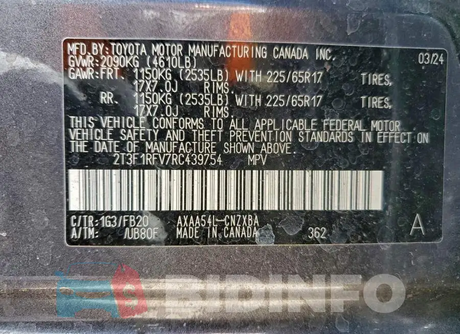 2T3F1RFV7RC439754 Photo# 12