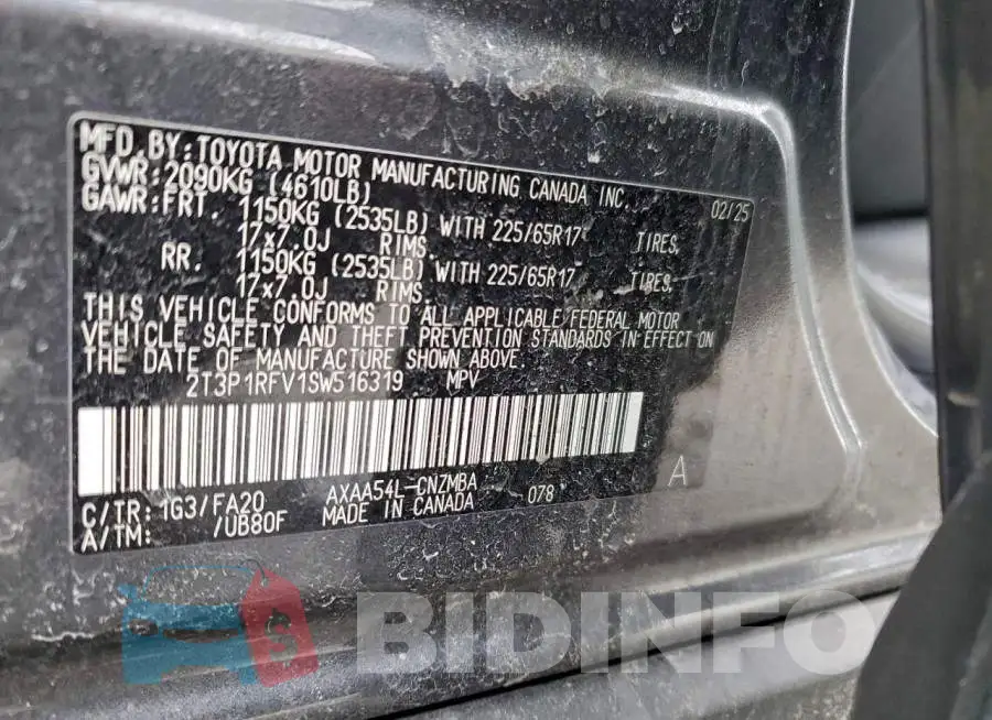 2T3P1RFV1SW516319 Photo# 12