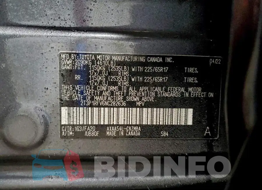 2T3P1RFV6NC282636 Photo# 13