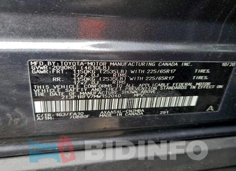 2T3P1RFV7MW152040 Photo# 14