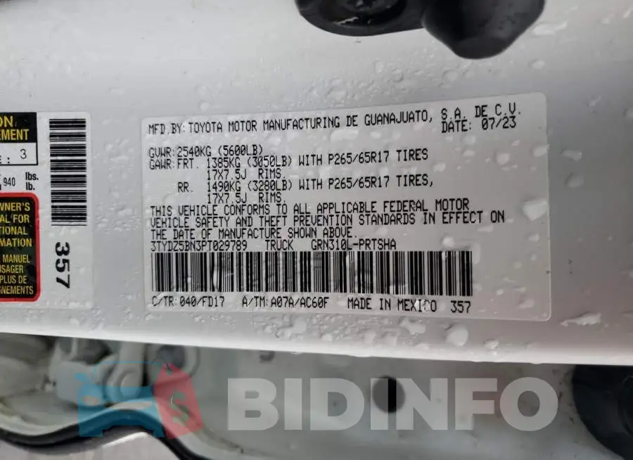 3TYDZ5BN3PT029789 Photo# 12