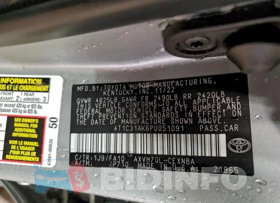4T1C31AK6PU051091 Photo# 12