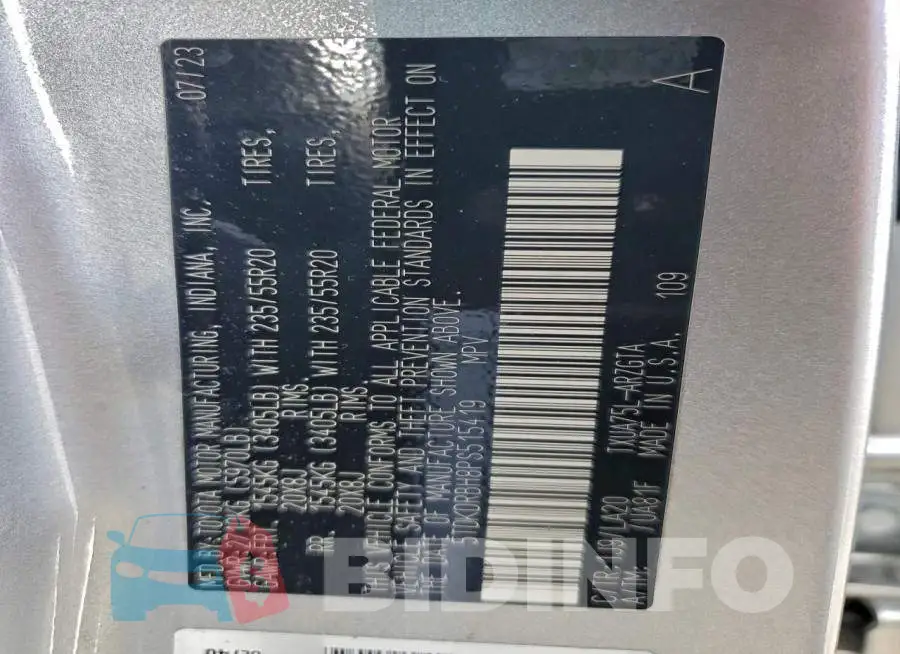 5TDKDRBH8PS515419 Photo# 13