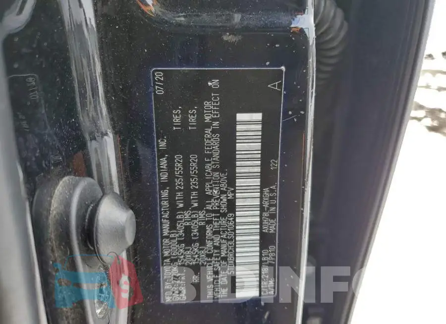 5TDXBRCH3LS010649 Photo# 13