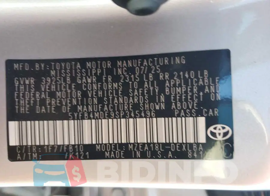 5YFB4MDE9SP345496 Photo# 13