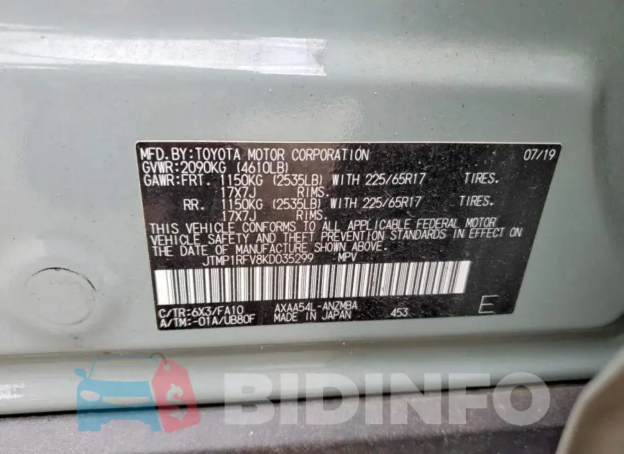 JTMP1RFV8KD035299 Photo# 13