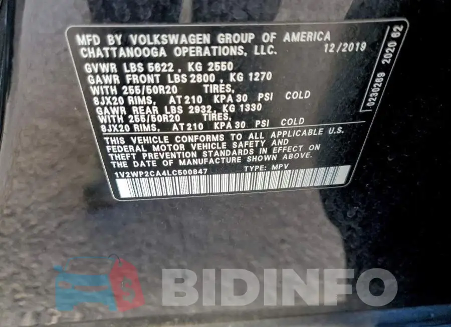 1V2WP2CA4LC500847 Photo# 12
