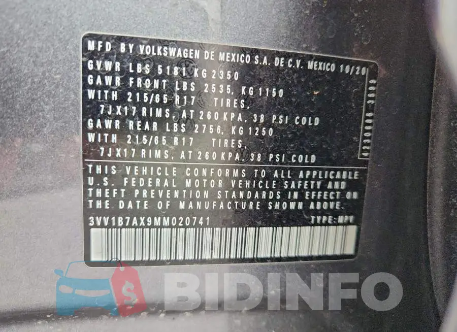 3VV1B7AX9MM020741 Photo# 12