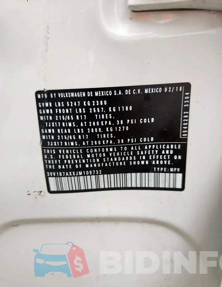 3VV1B7AXXJM109732 Photo# 14
