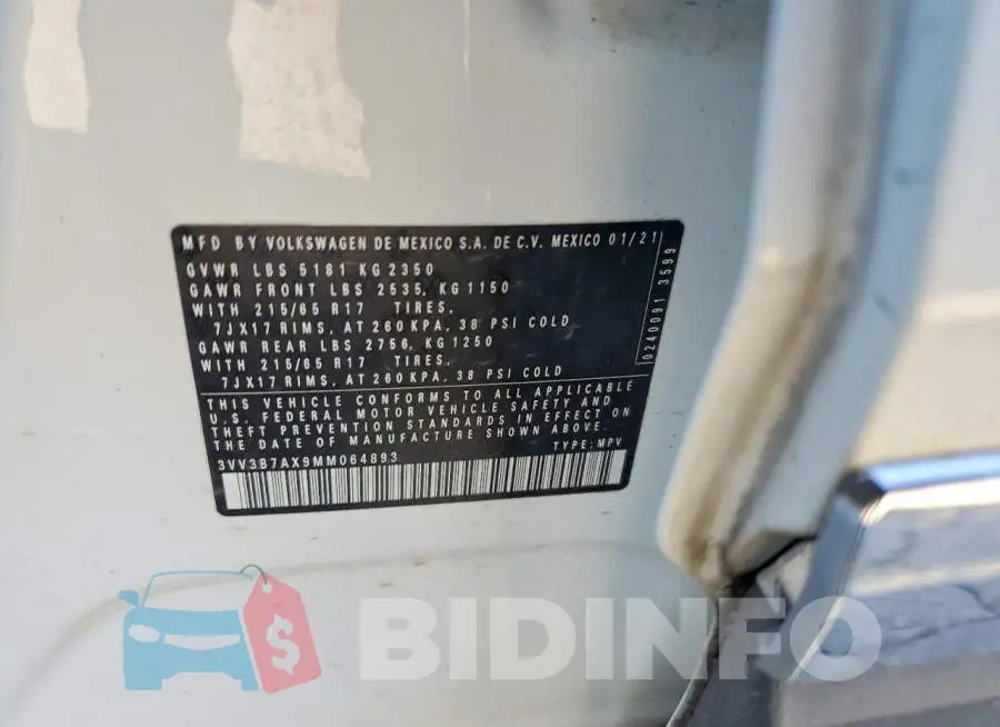 3VV3B7AX9MM064893 Photo# 12