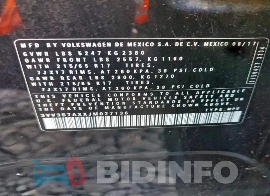 3VV3B7AXXJM027136 Photo# 13