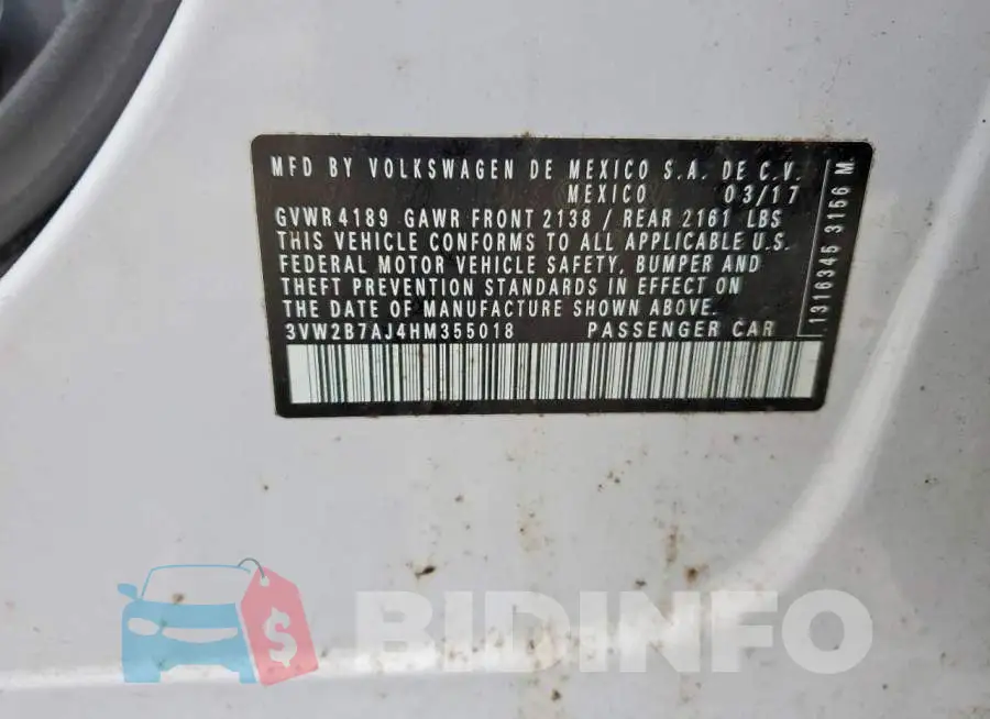 3VW2B7AJ4HM355018 Photo# 12