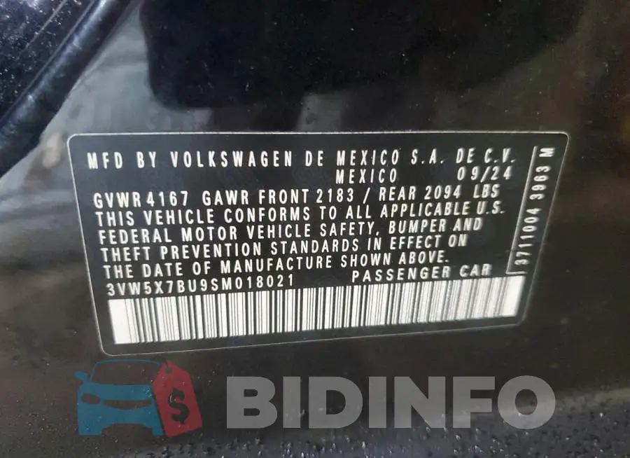 3VW5X7BU9SM018021 Photo# 12