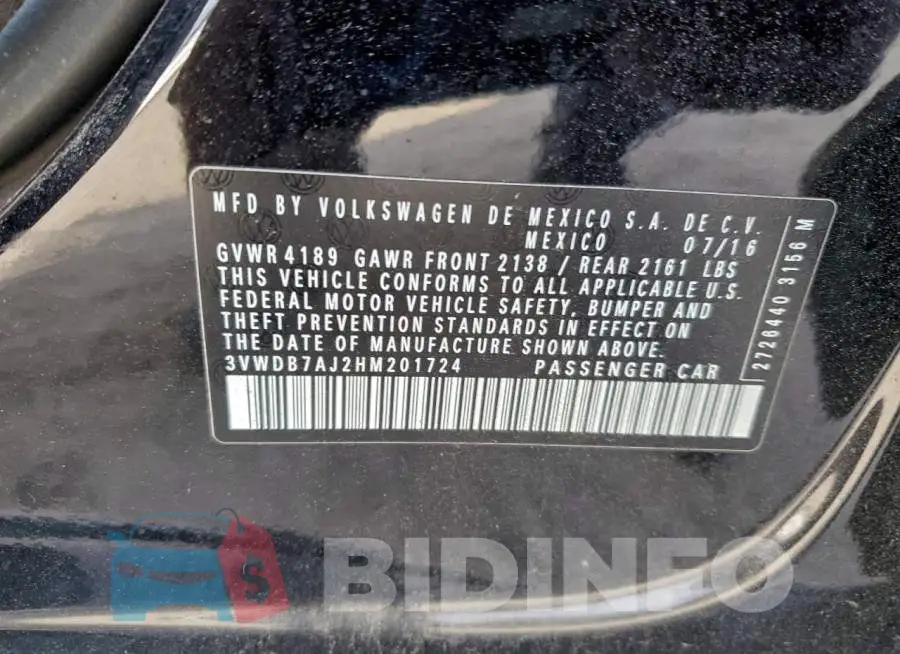 3VWDB7AJ2HM201724 Photo# 12