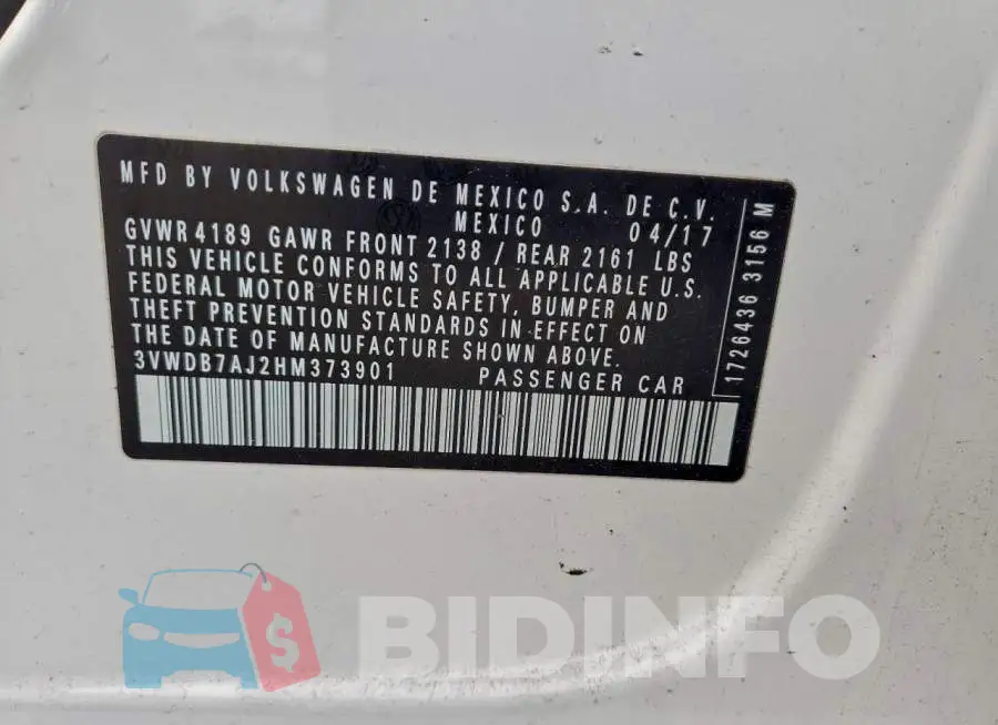 3VWDB7AJ2HM373901 Photo# 12