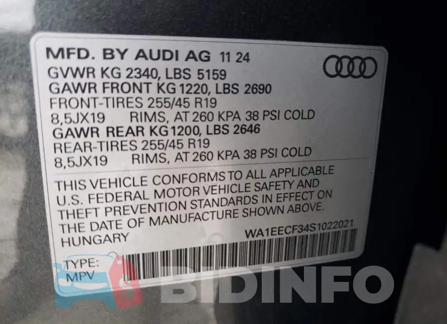 WA1EECF34S1022021 Photo# 13