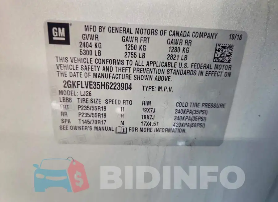 2GKFLVE35H6223904 Photo# 13
