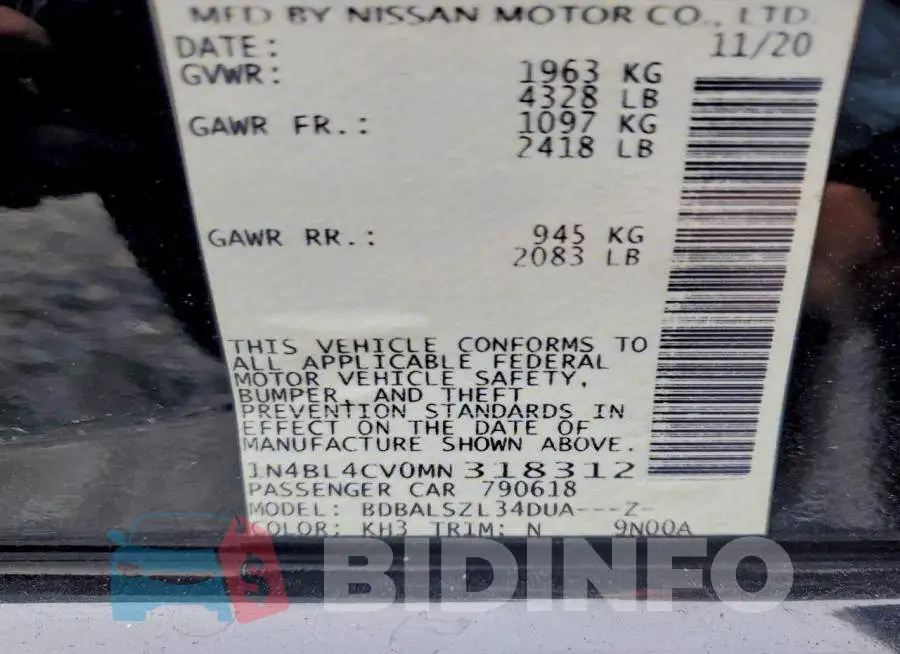1N4BL4CV0MN318312 Photo# 12