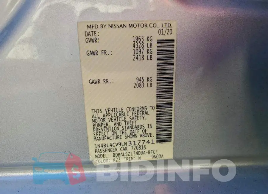 1N4BL4CV9LN317741 Photo# 12