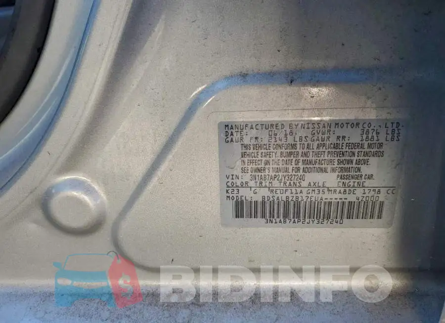 3N1AB7AP2JY327240 Photo# 12