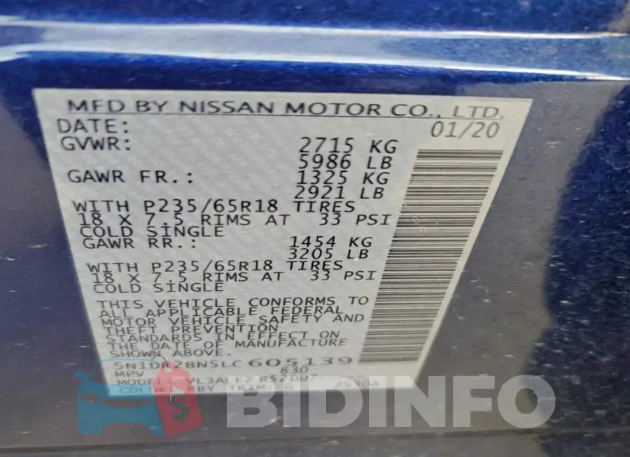 5N1DR2BN5LC605139 Photo# 13