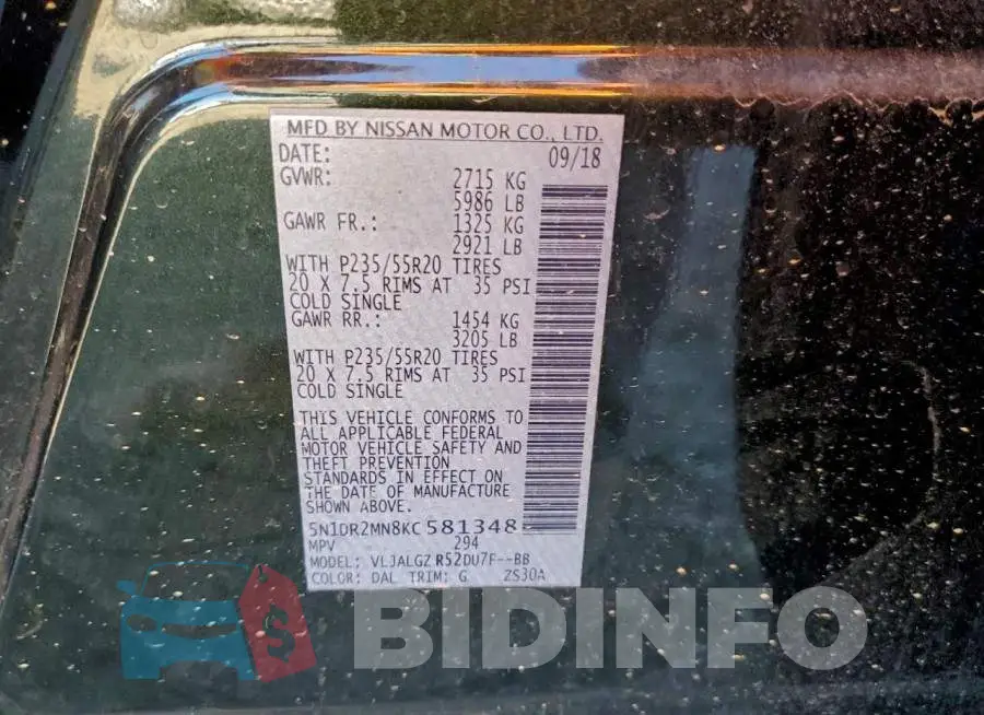 5N1DR2MN8KC581348 Photo# 13