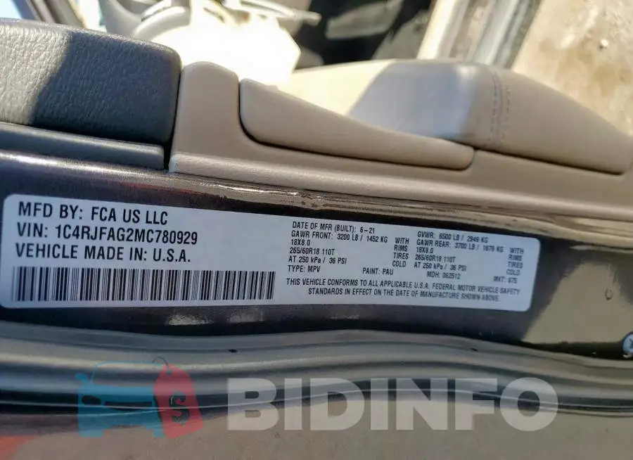 1C4RJFAG2MC780929 Photo# 13
