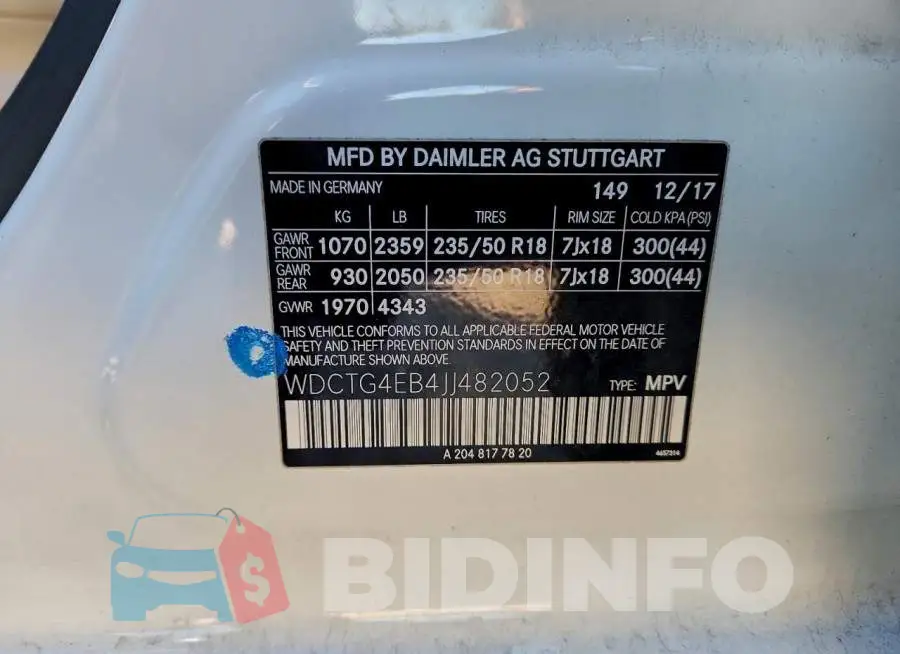 WDCTG4EB4JJ482052 Photo# 14